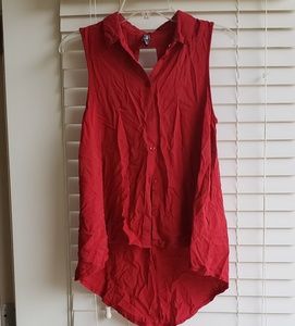 Red high low tank top